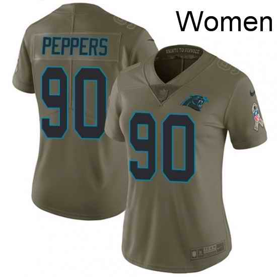 Womens Nike Carolina Panthers 90 Julius Peppers Limited Olive 2017 Salute to Service NFL Jersey